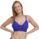 Body Glove Womens Smoothies Olivia Solid D, Dd, E, F Cup Bikini Top Swimsuit with Adjustable Tie Back (Blue)