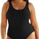 Eytino Plus Size Swimsuit for Women Back Crisscross Sports Tummy Control One Piece Bathing Suits (Black, XXXL)