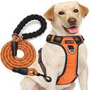 No Pull Dog Harness Adjustable Reflective Oxford Easy Control Medium Large Dog Harness with A Free Heavy Duty 5ft Dog Leash, M