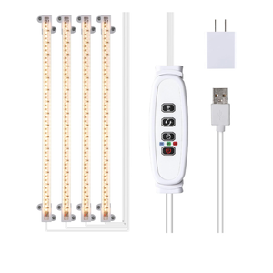 RWNTAO LED Plant Growing lamp, 3500K Full Spectrum Grow Light Strips for Indoor Plants with 3/9/12H Timer & 10 Dimmable Levels, Led Growth Light for Green House Hydroponics Succulent 13In 4Head