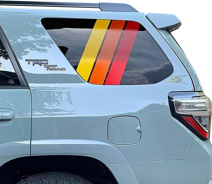 Zxiaochun Classic Retro Tri-Color Stripe Decal Compatible with Toyota 4Runner 5th Gen 2010-2022 2023 2024 Accessories Rear Side Window Glass Vinyl Sticker