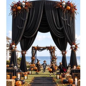 50ft x 20ft Black Ceiling Drapes Curtains 10-Pack for Wedding Party
Drape curtains, Extra Long 20ft, Wrinkle-Free Polyester Fabric, for Tent Canopy Stage Backdrop, Halloween Ceremony Party Swag