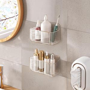 Diesisa 2pc Acrylic Wall Mount Organizer, Small Adhesive Clear Cabinet Door Organizer, Acrylic Shelves for Wall,No Drilling Hang Walls,with Self Adhesive Tape, for Bathroom, Kitchen, Living Room