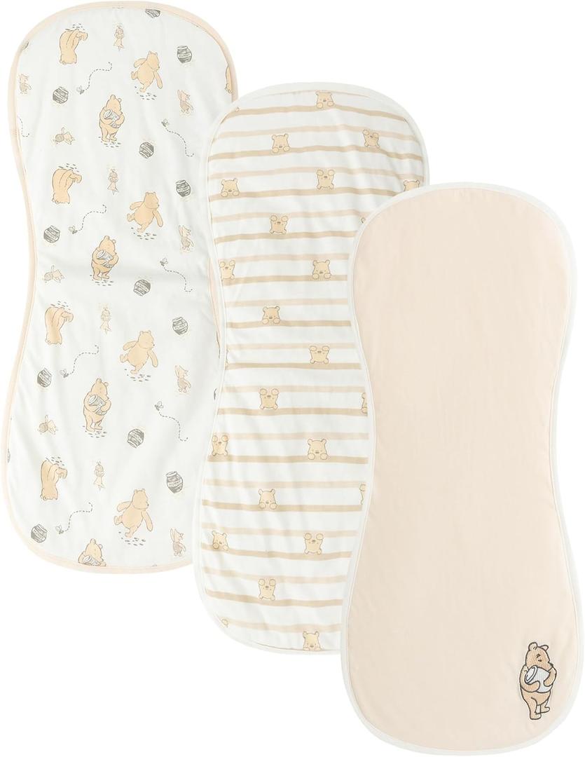 Disney Baby Winnie The Pooh Burp Cloths 3 Pack Soft Absorbent 20" x 10" Leakproof Burping Rags for Newborn and Infants