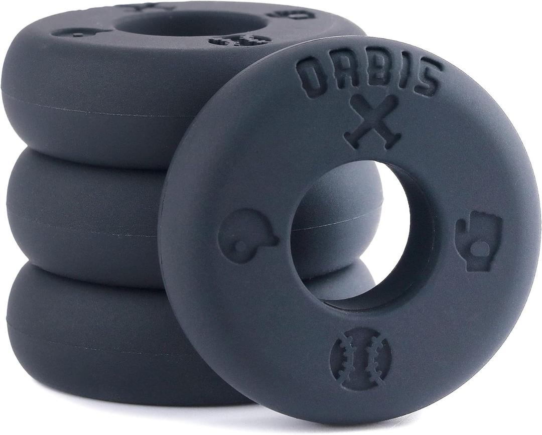 Orbis Bat Grip Choke Up Rings with Baseball Icons, 4 Pack, Bat Knob Stacker for Youth Baseball, Softball and Tee Ball, Improve Grip and Reduce Sting (Black)