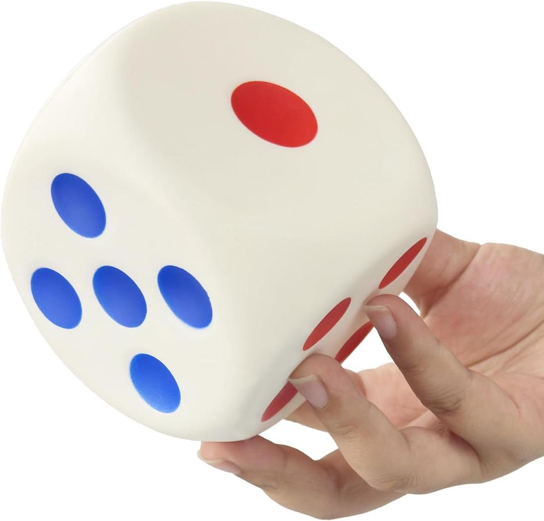 3.1 Inch Giant Dice Stress Ball - Slow Rising Foam Squishy Toy for Kids Adults, Board Games, Math Classroom, Office Desk Anxiety Relief, Party Favor (Dice)