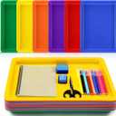 Mifoci 12 Pack Large Plastic Art Trays 16x12x1 Inch Stackable Kids Activity Craft Trays Sensory Serving Organizer for School Classroom DIY Project Jewelry Sorting Sand Painting Supplies,6 Color