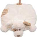 Bearington Baby Lil' Spot Belly Blanket 30"x30" - Beige Plush Puppy Dog Tummy Time Play Mat - Dog Themed Nursery Decor Plush Animal Blanket