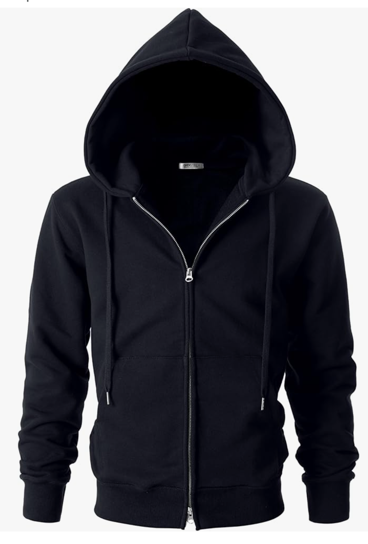 Zip Up Hoodie Lightweight Sweatshirt Full Zip Hooded Jacket, Size:M