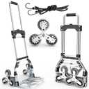Stair Climbing Cart, 220 LBS Aluminum Stair Climber Dolly, Heavy Duty Folding Hand Truck Dolly with 6 Wheels, Telescoping Handle and Elastic Rope for Home, Moving, Groceries, Warehouse (Black Gray)