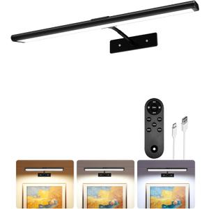 EZVALO Picture Light for Wall, 4800mAh Rechargeable Wireless Remote Battery Lights for Painting, 16In Dimmable Magnetic LED Art Display Light, Colors Temperatures, for Gallery, Living Room,Hallway (Black)