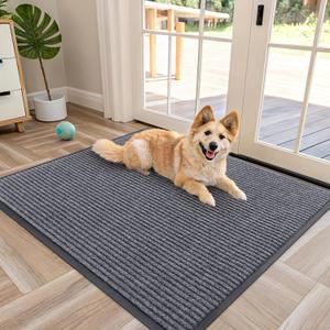 OLANLY Front Door Mat 40x32, Waterproof Heavy-Duty Indoor Outdoor Doormat | Grey, Absorbent, Stain and Fade Resistant, Non-Slip Backing, Easy-Clean Welcome Floor Mat for Entryway, Patio and Porch