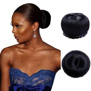 Round Apple Style Retro Buns High Chignon Updo Black Hair Holder Extension Top Knot for Girl and Women Diameter 13cm