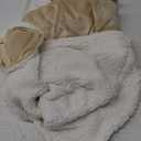 NANPIPER Reversible Sherpa Flannel Blanket Super Soft Fuzzy Lightweight Fleece Microfiber for Bed/Couch (50"x60",Beige)
