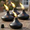 SNOGSWOG Upgraded Tabletop Torches Set of 4, 24.5 oz Citronella Candles for Outdoor, Metal Table Top Torches for Outside, Refillable Torch Lanterns for Patio, Yard, Deck, Garden, Party