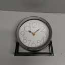 Modern Silvery Table Clock on Stand  Decorative Desk & Shelf Mantel, Farmhouse Non-Ticking, Home Dcor for Living Room, Bedroom, Bedside, Office  Elegant Gift (Silvery)