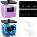 COAZEX 2 Pack Clear Laundry Pods Container, Plastic Square Laundry Room Organization and Storage Jars with Black Lids, Scoops & Labels for Detergent, Powder, Dryer Balls