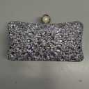 Boutique De FGG Pearl Clasp Crystal Clutch Purses for Women Evening Bags Wedding Handbag Party Rhinestone Clutch Bag,Mini