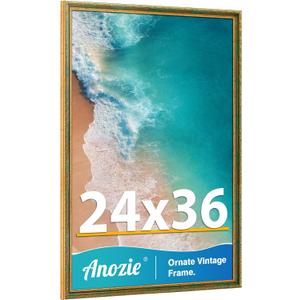 Vintage 24x36 Poster Frame, Antique Gold Photo Frames with Plexiglass Front,Ornate 24x36 Frame Display for Wall Décor,1 Pack,Green