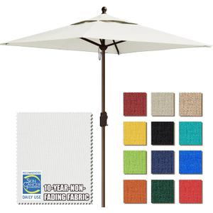 EliteShade USA 10-Year-Non-Fading 6x6Ft Square Market Patio Umbrella, UPF 50+ UV Protection Performance Sun Umbrella, Heavy Duty Commercial Grade Outdoor Table Umbrella with Crank, Windproof Vented Top for Garden, Pool, Deck and Outdoor Playsets, White