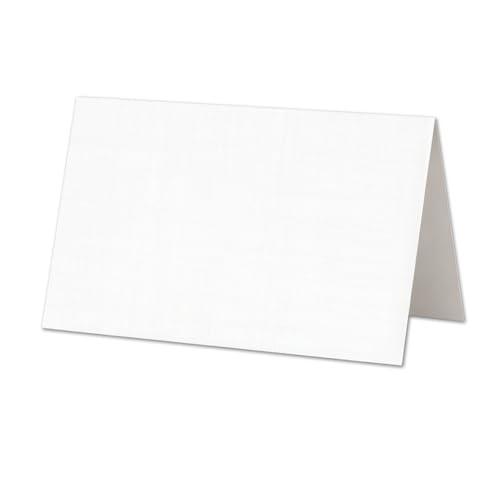 96 Pack Mini Place Cards 3.5” x 2” – Folded Table Tent Cards, 80lb Cover – Blank Printable Name Cards for Weddings, Parties, Events & Food Labels (White Linen)
