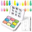 Gradient Painting Gel,9 Bright Spring Summer Colors Ombre 3D Sculpture Gel Painting Effect for Pigment Pat French Manicure Soak of UV Home Salon Easter Eggs Set