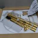 UpgradedDimmable Gold Floor Lamps for Living Room, 11W LED Bulb Included, Modern Standing Lamp with Marble Base, Tall Pole Light with White Linen Shade for Bedroom Reading Office Corner Nursery