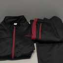 Rdruko Men's Fleece Tracksuit Sweatsuit 2 Piece Set Warm Up Jogging Track Sweat Suits for Men (XXL, Black/Wine)