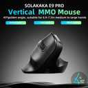 SOLAKAKA E9 PRO Vertical MMO Gaming Mouse with 8K Dongle- 36000 DPI PAW3395 Sensor,8,000Hz Polling Rate,Tri-Mode Ergonomic Wireless Mouse with 10 Side Buttons,RGB Mouse for PC/Mac - Black