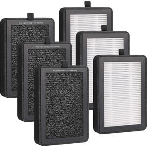 6 Pack LV-H128 Replacement Filter for Levoit Air Purifier, Compatible with LV-H128 / PUURVSAS (HM669A) / ROVACS (RV60) Air Purifier, 3 in 1 True HEPA Filtration System