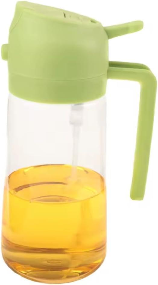 TrendPlain 16oz/470ml Glass Olive Oil Sprayer for Cooking  2 in 1 Olive Oil Dispenser Bottle for Kitchen Gadgets and Air Fryer Accessories, Salad, BBQ - Green