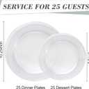 Bestluck 50PCS Clear Plastic Plates, Disposable Dinnerware for 25 Guests, Include 10.25 inch & 7.5 inch Dinner & Dessert Plates for Party, Wedding and Graduation