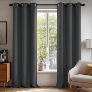 Deconovo Blackout Curtains for Bedroom  Set of 2 42W x 84L Inch Thermal Insulated & Noise Reducing PanelsHome Window Room Darkening Sustainable Grommet Drapes for Living Room and Nursery, Dark Grey