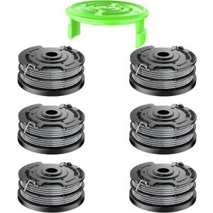 7 Pcs Dual Line String Trimmers Spools Compatible with Greenworks Model 2101602, 2101602A, STBA40B210, BST4000, 0.065" Line Replacement Spool (2900719) and Spool Cap Cover(6 Spools + 1 Cap)