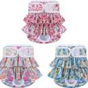 Reusable Dog Diapers Female 3 Pack Doggie Diapers for Period Heat Incontinence Puppy Training (Large, RedFlower)