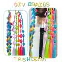 Colorful Hair Extensions for Braids Ponytail Extension 2 Packs, 20 inch Crazy Hair Day Accessories for Women, DIY Festival Wacky Rave Braids,Tinsel Mixed