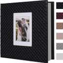RECUTMS Scrapbook Photo Album 11x11 Black Button Grain Leather Cover DIY 4x6 5x7 8x10 Photos of Any Size