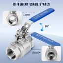 2 Pack 316 Stainless Steel 3/4 Ball Valve, NPT Female 3/4" Full Port Ball Valve Heavy Duty Shut Off Valve 1000 WOG For Water, Oil, Gas (3/4inch)