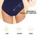 OVRUNS Period Swimwear Leakproof Bikini Brief Bottoms Waterproof Menstrual Swim Bottoms for Teens, Girls, Women (Blue), L