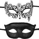 KEFAN 2 Pack Couple's Venetian Masks Set Masquerade Ball Mask Carnival Mardi Gras Prom Mask