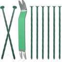 Bakulyor 100 Pack Metal Landscape Stakes, 6 Inch Artificial Turf Spikes, 6 Gauge Large Landscaping Nails, Green Edging Anchoring Staple for Garden Ground Grass Lawn Paver Timber Border Weed Barrier 6"