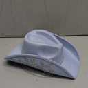 Keilin Rhinestone Cowgirl Hat Disco Cowboy Hat Felt Western Nashville Bachelorette Party Hat for Teens and Adults (6 3/4-7 3/8, Blue)