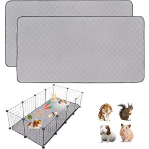 2Pack Guinea Pig Cage Liners, LWYMX 24''X48'' Washable Guinea Pig Pee Pads, Non Slip Reusable Super Absorbent Guinea Pig Training Mat Bedding Fleece for Small Animals Hamster Rabbit Chinchilla Rat