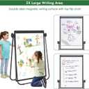 Stand White Board Magnetic 40 x 28 inches Dry Erase Board Double Sided Height Adjustable Flip Chart Easel with Flipchart Hooks for Teaching Presentation Meeting, Black