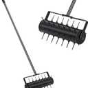 2024 New Rolling Lawn Aerator, Hand Aerator Lawn Tool, Heavy Duty Lawn Spike Aerator, Manual Lawn Aerators for Garden, Grass, Patio, Yard Black