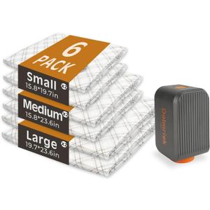 Travel Vacuum Storage Bags with USB Electric Pump, 6 Pack Compression Seal Bags for Luggage and Suitcase, Space Saver for Clothes and Clothing (Dark Grey)