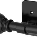 Curtain Rods No Drilling for Windows 35-46, 5/8 Inch Black Renter Friendly Adjustable Curtain Rod with 3M Adhesive Brackets
