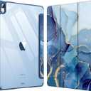 Fintie Hybrid Slim Case for iPad Air 11-inch M4/M3/M2 (2026/2025/2024), iPad Air 5th/4th Generation (2022/2020) 10.9 Inch - Shockproof Cover with Clear Back Shell & Pencil Holder, Ocean Marble