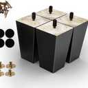 Wood Furniture Legs 4 inch Sofa Legs Pack of 4,Square Couch Legs Black Mid Century Desk Legs,Sofa Replacement Parts,for Dresser, Sideboard, Recliner, Coffee Table