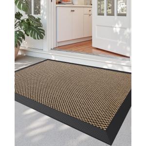 DEXI Front Door Mat Outside Entrance 24x36 Rubber Entry Doormat Beige | Non Slip Outdoor Use Trap Dirt and Moisture Easy Clean Low Profile for Inside House Floor Entryway Exterior Patio